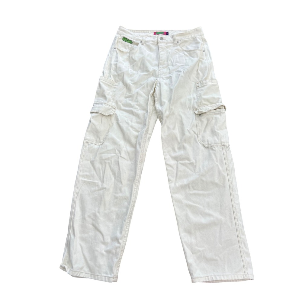 Empyre Tori Off White Baggy Skate Pants Mens 33 Cream Denim Cargo Y2K Streetwear